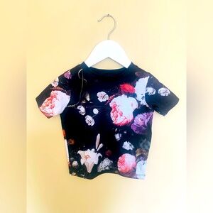 Reign Toddler Boys Black Multicolor Floral Short Sleeve T-Shirt